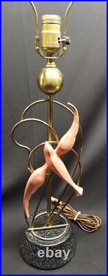 Nice Looking Rare 1954 FORDYCE Mid-Century Modern Pink Bird Table Lamp