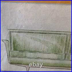 Original Framed Stow & Davis MCM Furniture Drawings Chair Pencil Drawing Rare