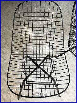 Original Pair Of Eames Herman Miller Wire Mesh DKR Chair X Metal Base Rare MCM