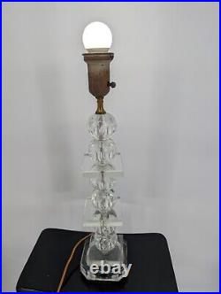 Original Vintage MCM Geometric Stacked Cube and Ball Crystal Table Lamp RARE Original Vintage MCM Geometric Stacked Cube and Ball Crystal Table Lamp RARE