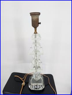 Original Vintage MCM Geometric Stacked Cube and Ball Crystal Table Lamp RARE Original Vintage MCM Geometric Stacked Cube and Ball Crystal Table Lamp RARE