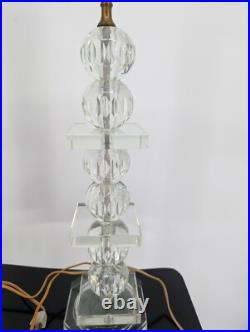 Original Vintage MCM Geometric Stacked Cube and Ball Crystal Table Lamp RARE Original Vintage MCM Geometric Stacked Cube and Ball Crystal Table Lamp RARE