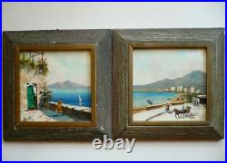 PAIR RARE ANTONIO DeVITY DE VITY OIL PAINTING TILES, LISTED MID CENTURY MODERN