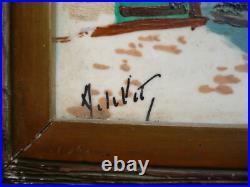 PAIR RARE ANTONIO DeVITY DE VITY OIL PAINTING TILES, LISTED MID CENTURY MODERN