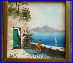 PAIR RARE ANTONIO DeVITY DE VITY OIL PAINTING TILES, LISTED MID CENTURY MODERN PAIR RARE ANTONIO DeVITY DE VITY OIL PAINTING TILES, LISTED MID CENTURY MODERN