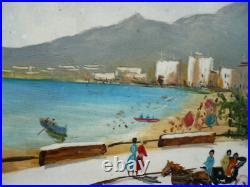 PAIR RARE ANTONIO DeVITY DE VITY OIL PAINTING TILES, LISTED MID CENTURY MODERN