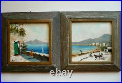 PAIR RARE ANTONIO DeVITY DE VITY OIL PAINTING TILES, LISTED MID CENTURY MODERN
