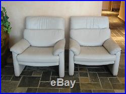 PAIR of RARE 80s CY MANN DESIGNS ROLF BENZ LEATHER RECLINER CHAIR & OTTOMAN