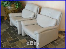 PAIR of RARE 80s CY MANN DESIGNS ROLF BENZ LEATHER RECLINER CHAIR & OTTOMAN