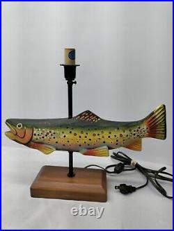 PALECEK Norman Rockwell Carved Wood Fish LAMP Rare Find in Great Condition