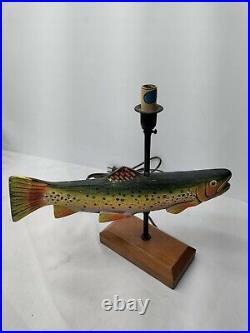 PALECEK Norman Rockwell Carved Wood Fish LAMP Rare Find in Great Condition