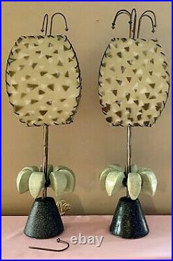 PR Atomic MCM Chalkware Lamps With Fiberglass Shades Table Lamps RARE SIGNED