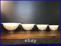 PYREX Rare Vintage Amish Complete Set #441-444 Butterprint Cinderella Bowls