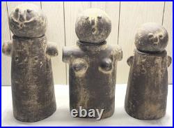 Painted Terracotta Mid Century Modern Art Pottery Figure Sculpture Set HTH RARE