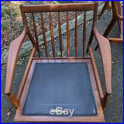 Pair Milo Baughman Thayer Coggin teak lounge chair mid century rare