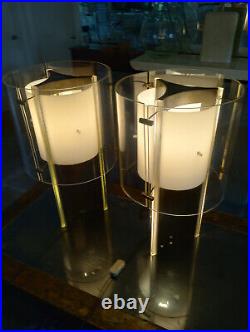 Pair Of Mid Century Modern Rare Unique Massimo Vignelli Style Lucite Table Lamps Pair Of Mid Century Modern Rare Unique Massimo Vignelli Style Lucite Table Lamps