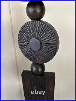 Pair Of Mid Century Modern Wood Goth Rare Brutalist Candle Holders