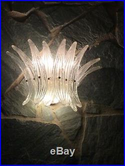Pair Of Rare Palmette Vintage Murano Glass Mid Century Sconces Wall Lamps Modern