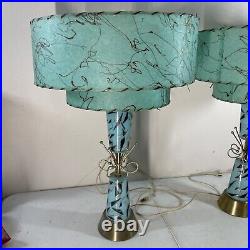 Pair Of Rare Vintage Mid Century Modern Atomic Starburst Brass Torchiere Lamps