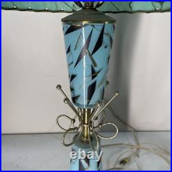 Pair Of Rare Vintage Mid Century Modern Atomic Starburst Brass Torchiere Lamps