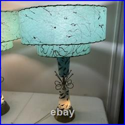 Pair Of Rare Vintage Mid Century Modern Atomic Starburst Brass Torchiere Lamps
