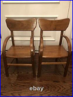 Pair Of Vintage MID Century Modern Childs Chairs Bent Wood Arms Eames Era Rare