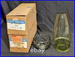 Pair RARE MCM Kastrup Holmegaard Denmark 2 Piece Glass Hurricane Lamps in Boxes