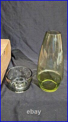 Pair RARE MCM Kastrup Holmegaard Denmark 2 Piece Glass Hurricane Lamps in Boxes