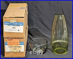 Pair RARE MCM Kastrup Holmegaard Denmark 2 Piece Glass Hurricane Lamps in Boxes