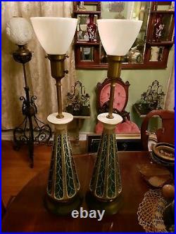 Pair Rembrandt Vintage Mid Century Modern Lamps-Christmas Tree Design-Rare