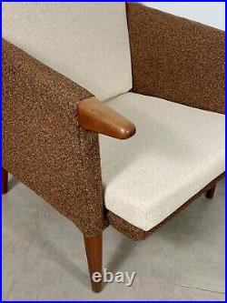Pair Vintage Mid Century Danish Modern Rare Teak Cube Club Lounge Chairs Brown