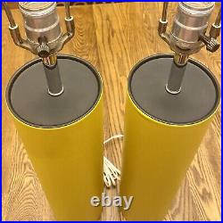 Pair of Mid-Century SONNEMAN For Kovacs Faux Leather Wrapped Table Lamps. RARE