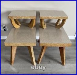 Pair of Vintage Mid Century Modern Two Tier Side Table / Blonde Furniture RARE
