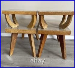 Pair of Vintage Mid Century Modern Two Tier Side Table / Blonde Furniture RARE