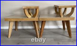 Pair of Vintage Mid Century Modern Two Tier Side Table / Blonde Furniture RARE