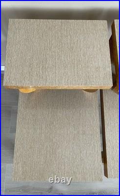 Pair of Vintage Mid Century Modern Two Tier Side Table / Blonde Furniture RARE