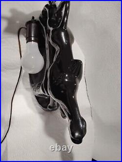 Phil-Mar Mid-Century Modern MCM Double Panther TV Lamp Black Green Glaze RARE