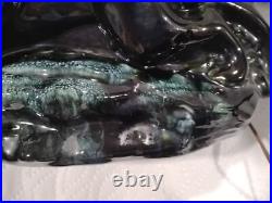 Phil-Mar Mid-Century Modern MCM Double Panther TV Lamp Black Green Glaze RARE