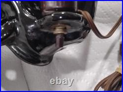 Phil-Mar Mid-Century Modern MCM Double Panther TV Lamp Black Green Glaze RARE