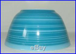 Pyrex Blue Striped Terra Mixing Bowl SUPER RARE & HTF 402 1-1/2Qt Nice Cond