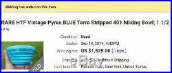 Pyrex Blue Terra Mixing Bowl Rainbow Stripe ULTRA RARE 402 1.5Qt Test