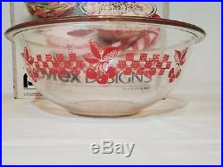 Pyrex Cherry Gingham Checkered Mixing Bowl Set 4 Piece RARE NEW IN BOX NOS