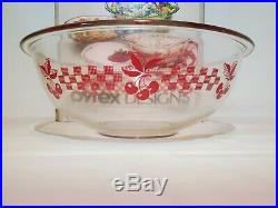 Pyrex Cherry Gingham Checkered Mixing Bowl Set 4 Piece RARE NEW IN BOX NOS