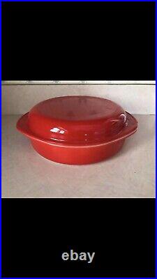 Pyrex Extremely Rare Red 221 Cake Dish With Matching Lid