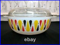 Pyrex JAJ Rare HARLEQUIN (1962) Easy-Grip Casserole Dish with Lid