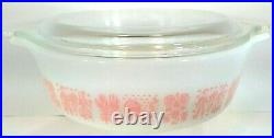 Pyrex Pink Butterprint #471 Casserole Bowl + Lid 1 Pint vintage RARE