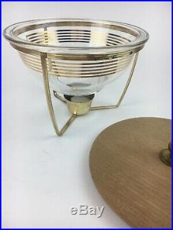 Pyrex Promotion Rare Musical Staff 1.5 Qt Round Mixing Glass Gold Wood Lid