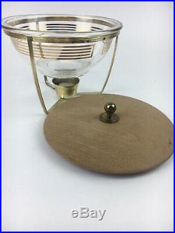 Pyrex Promotion Rare Musical Staff 1.5 Qt Round Mixing Glass Gold Wood Lid