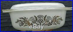 Pyrex Rare Golden Thistle 045 With Lid Htf