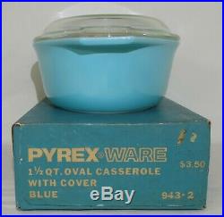 Pyrex Turquoise 1-1/2Qt Casserole ULTRA RARE NOS IN BOX Aqua Cinderella Bowl